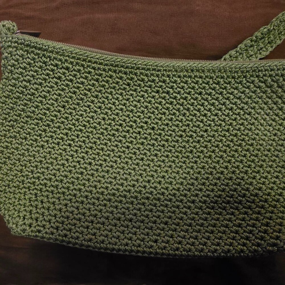 THE SAK Original Women's crochet Purse Handbag Green Floral Like New! - Picture 3 of 8